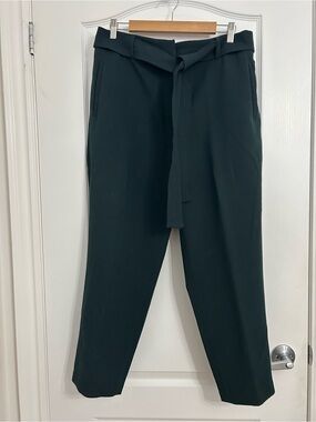 NWOT Dark Green Belted Tapered Pants Women’s Size 12